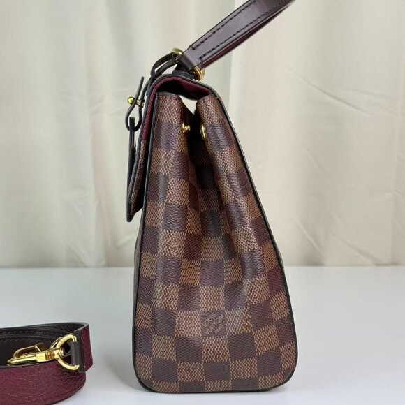 Louis Vuitton Damier Ebene Shoulder Bag with Purple Accents and Adjustable Strap - Picture 2 of 10